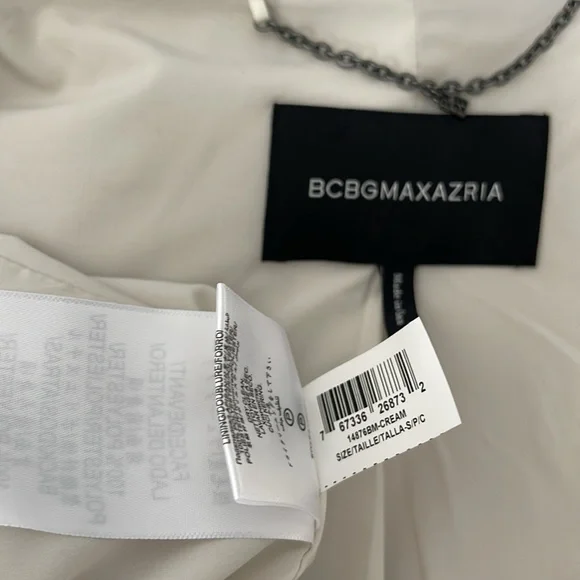 BCBGMAXAZRIA Cream Faux Fur Hooded Coat Size S - Picture 10 of 12
